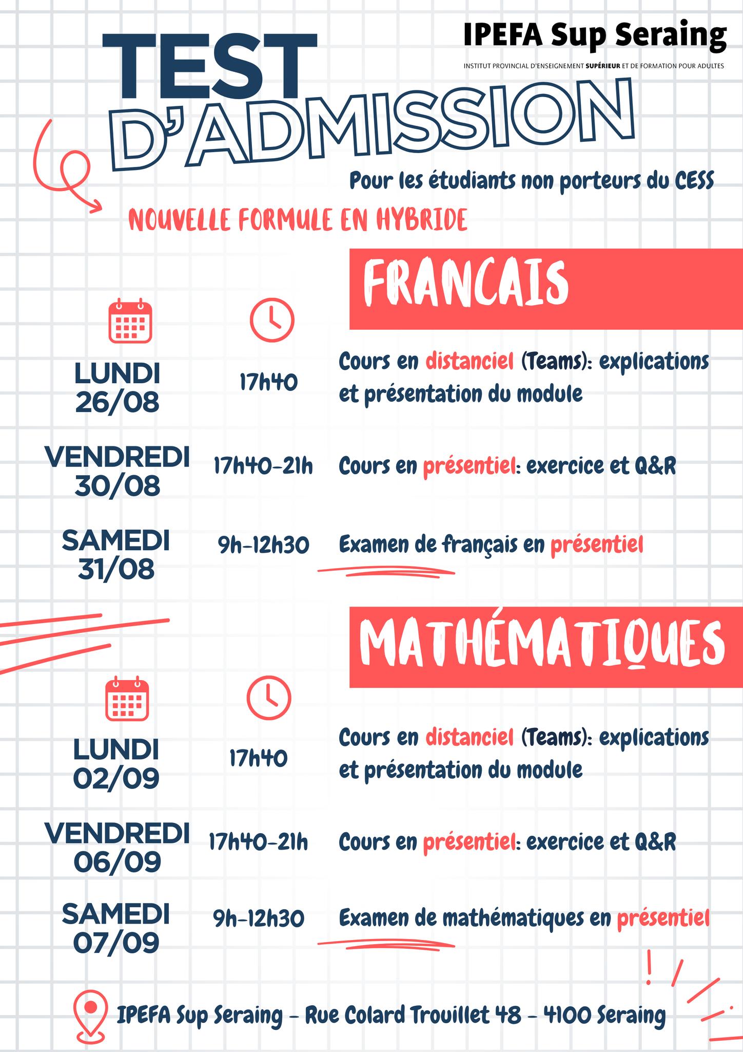 test d'admission